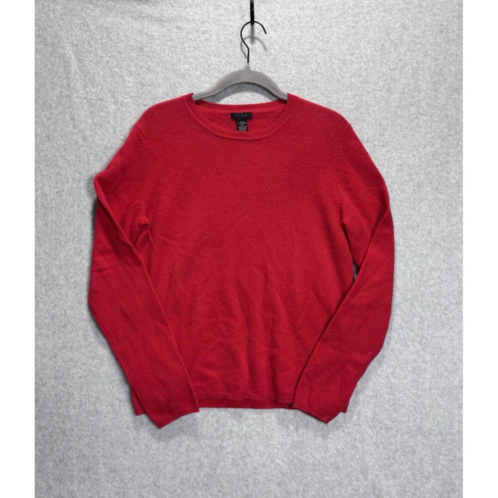 Only Mine 100% Cashmere Sweater Red Crewneck Women's Large Holiday Quiet Luxury